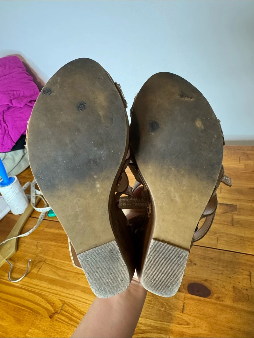 Bed Stu Juliana II Wedge Heel Strappy Sandals Distressed Leather Size 8